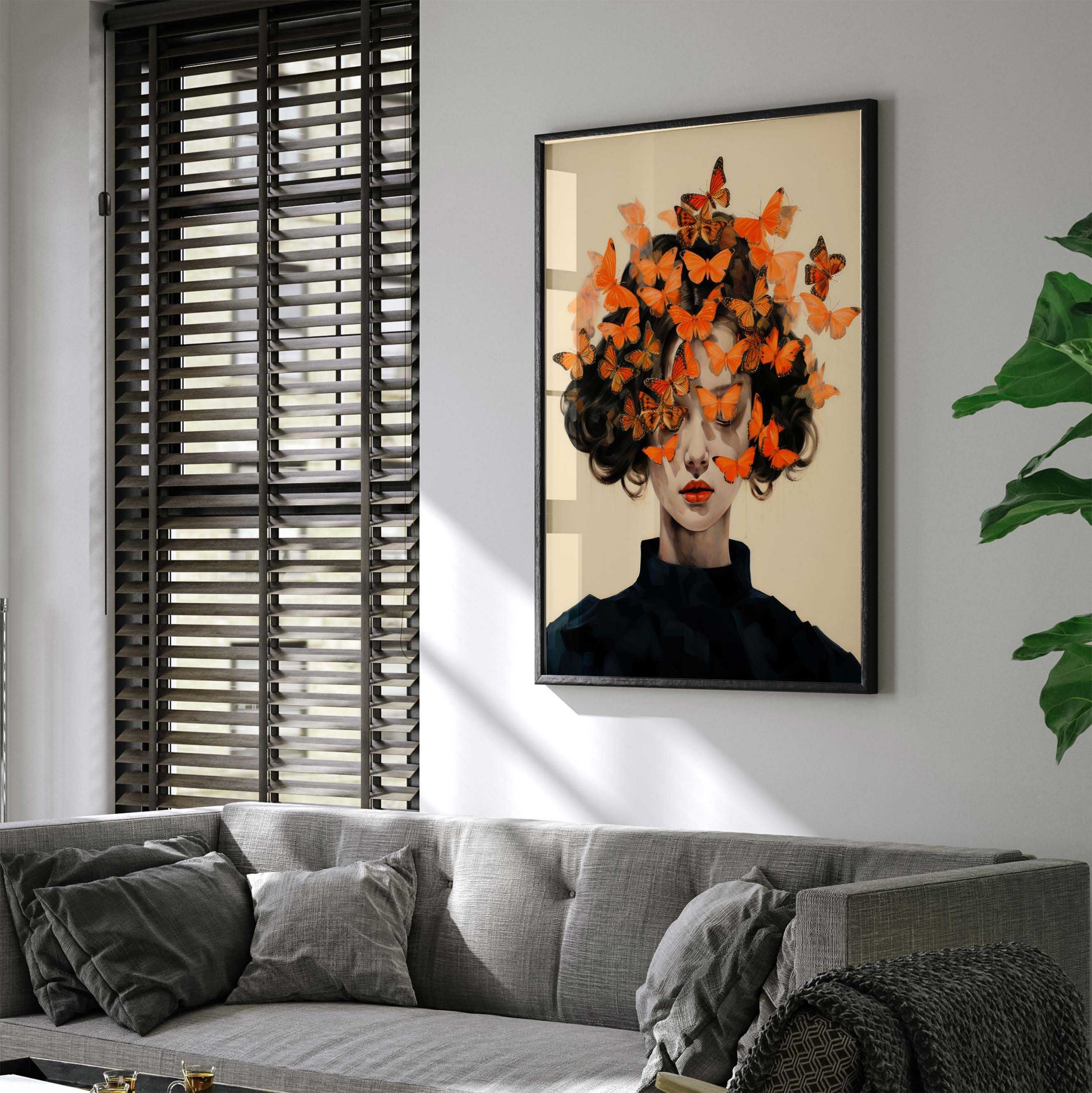 Plakat 61x91 cm - Kobieta z motylami (2-0048)