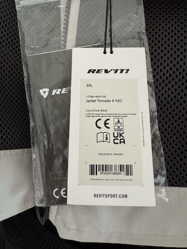Kurtka motocyklowa tekstylna REVIT TORNADO 4 H2O 3XL SILVER/BLACK