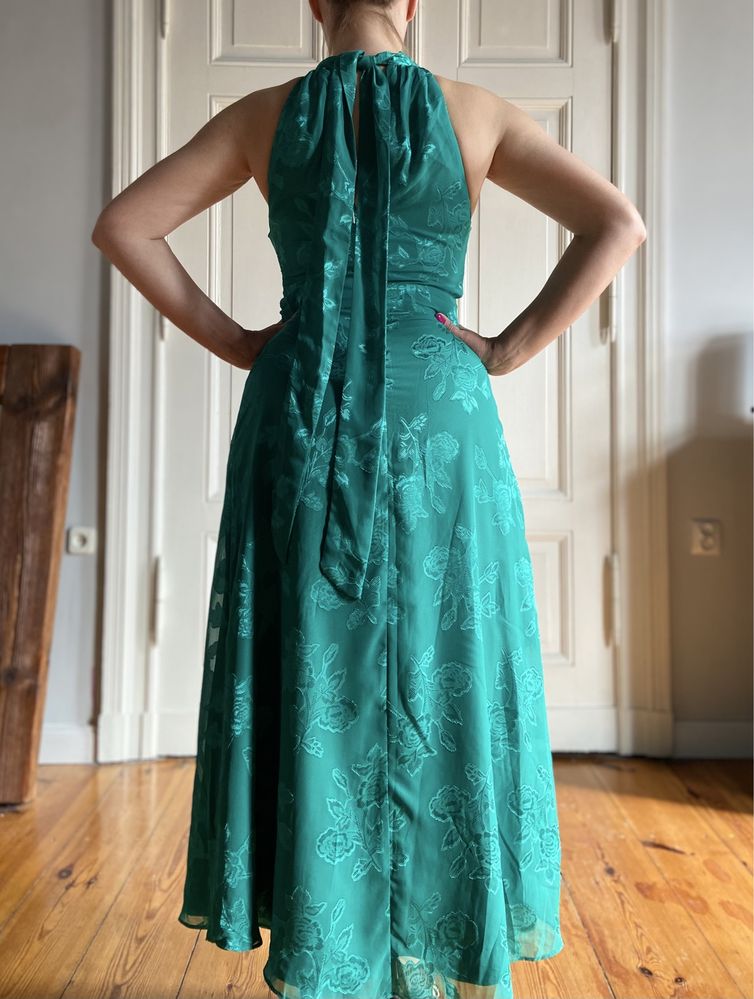 Oasis zielona suknia stójka elegancka 40 nowa