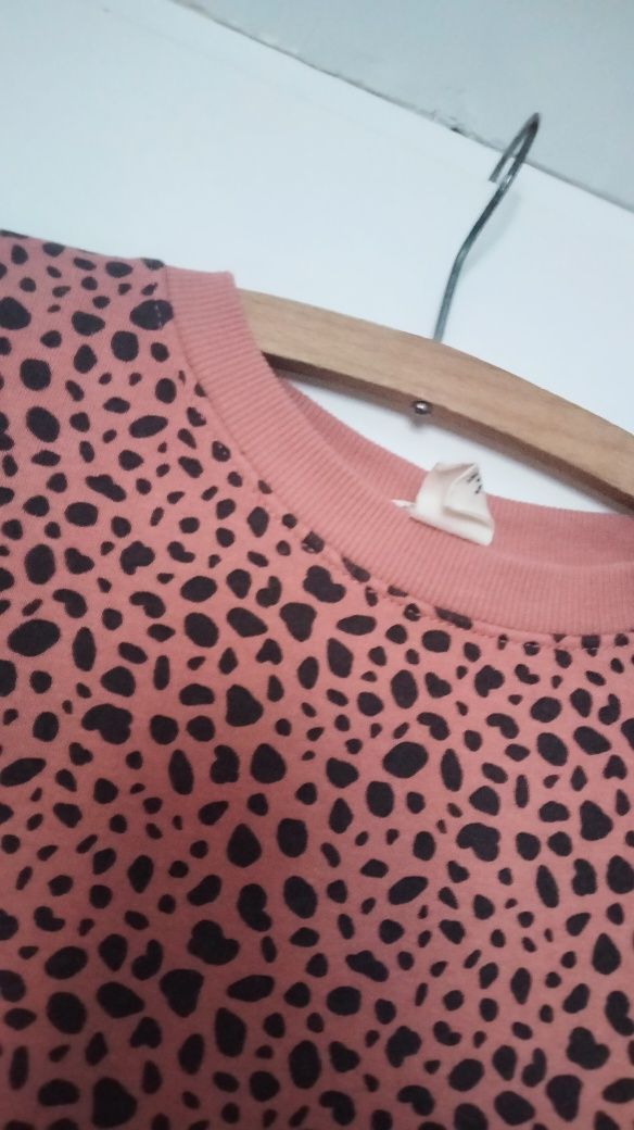 Bluza damska, różowa, ciapki, panterka, dziewczęca, 158/164, S, M, H&M