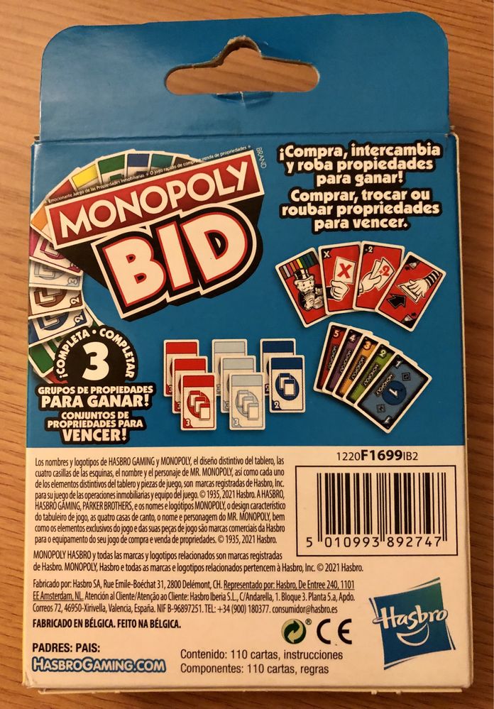 Monopoly BID - Jogo de Cartas