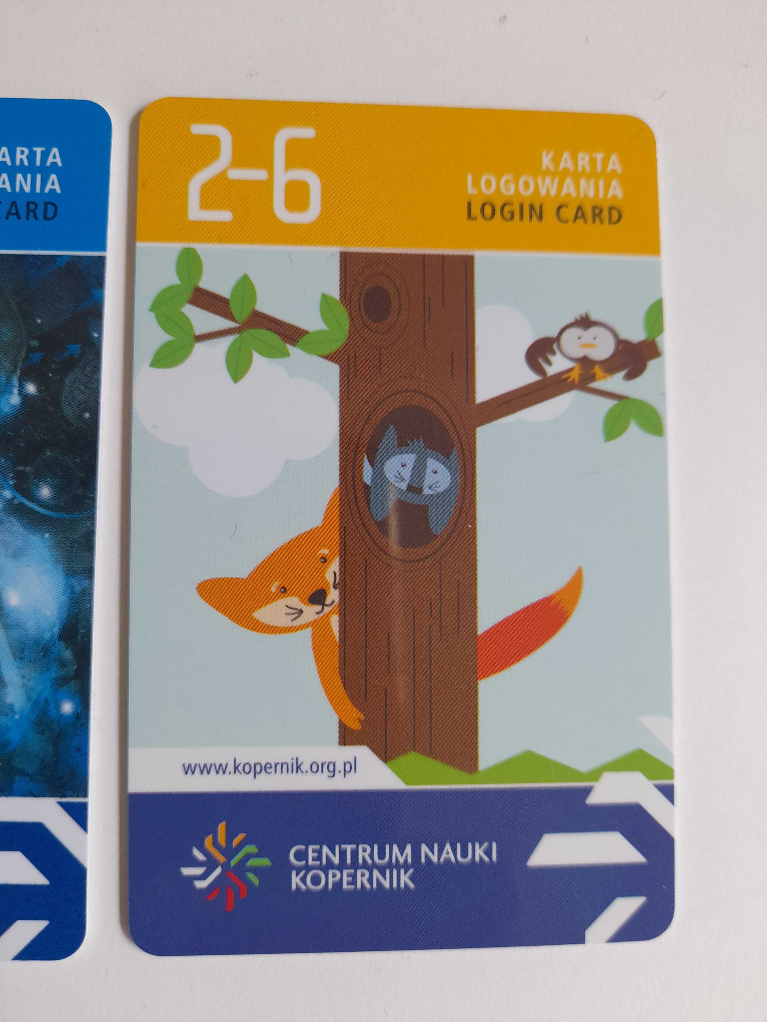 Karta logowania bilet voucher Centrum Nauki Kopernik 3szt.