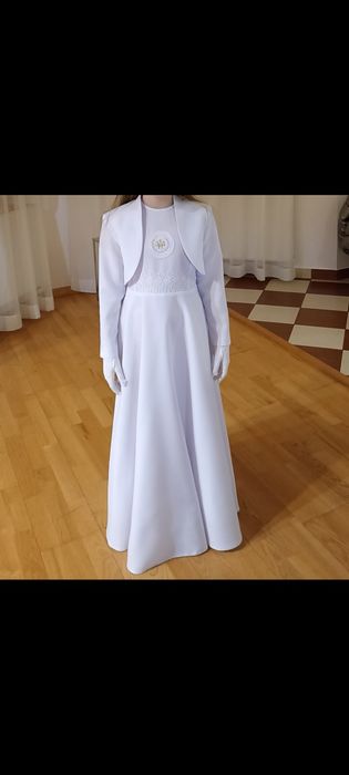 Sukienka komunijna plus dodatki wianek rękawiczki torebka