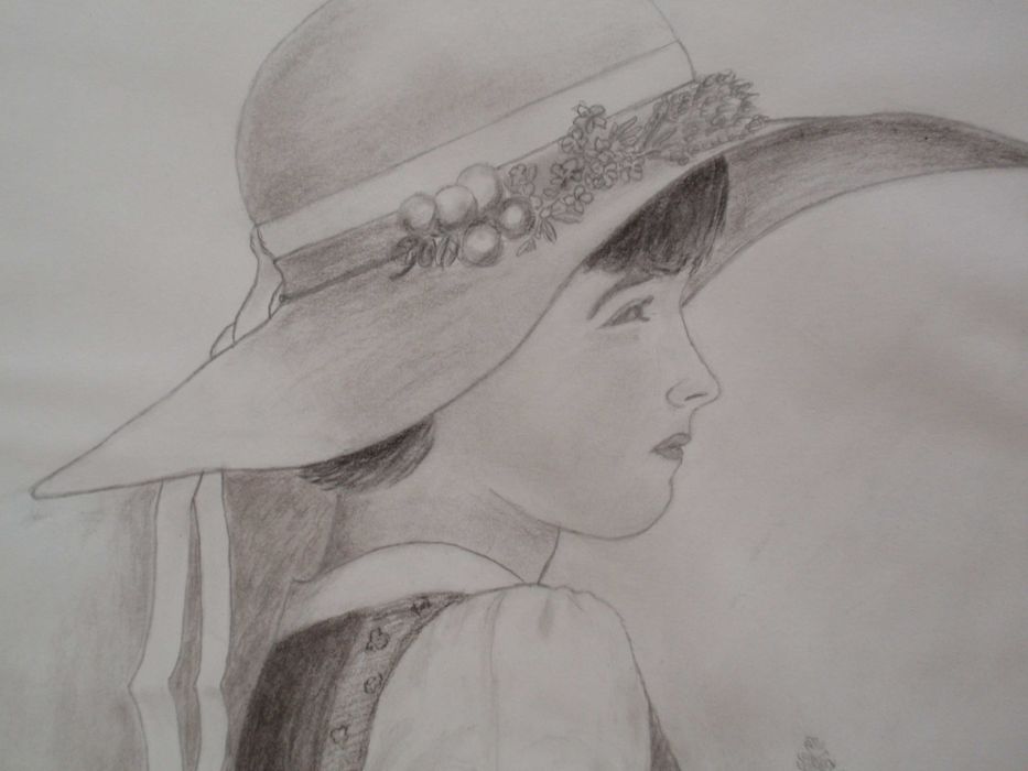 Dziewczynka, rysunek, obraz  : 64 / 49,5 cm !