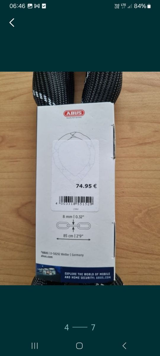 Zapięcie do rowerów ABUS IVAN CHAIN 8210