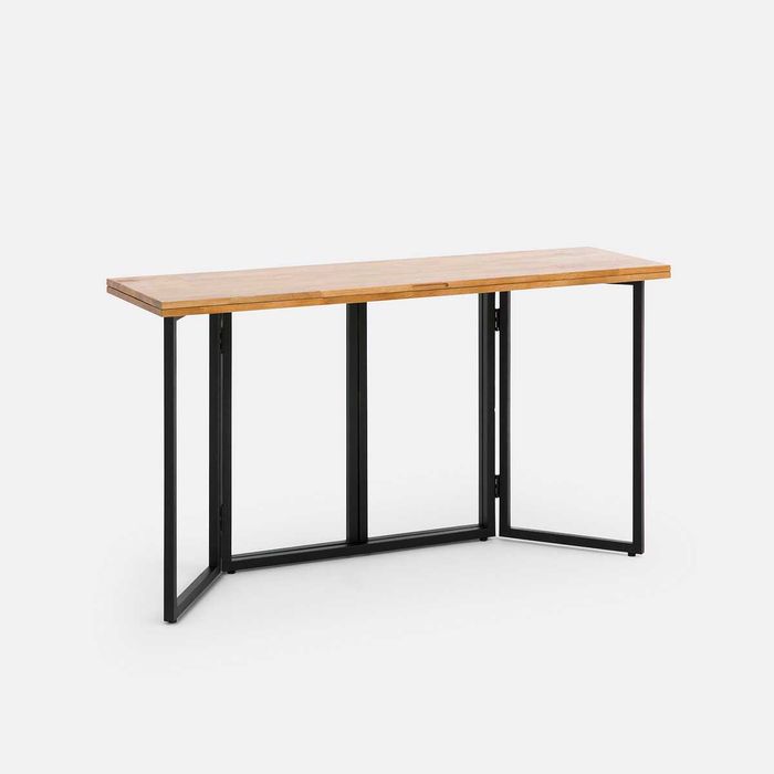 Mesa consola dobrável, em carvalho, 4 pessoas