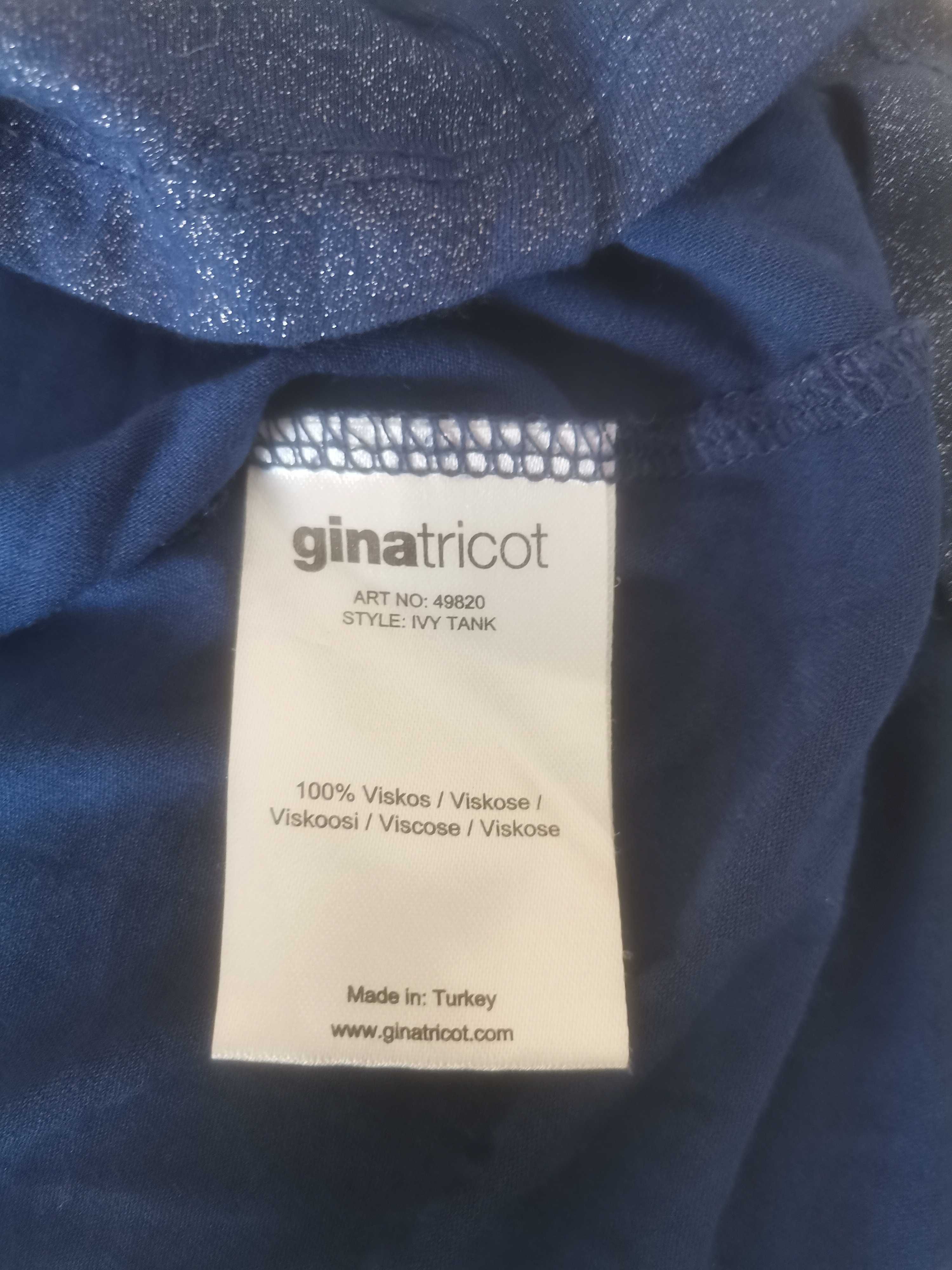 Granatowa koszulka z brokatem Gina Tricot rozmiar S