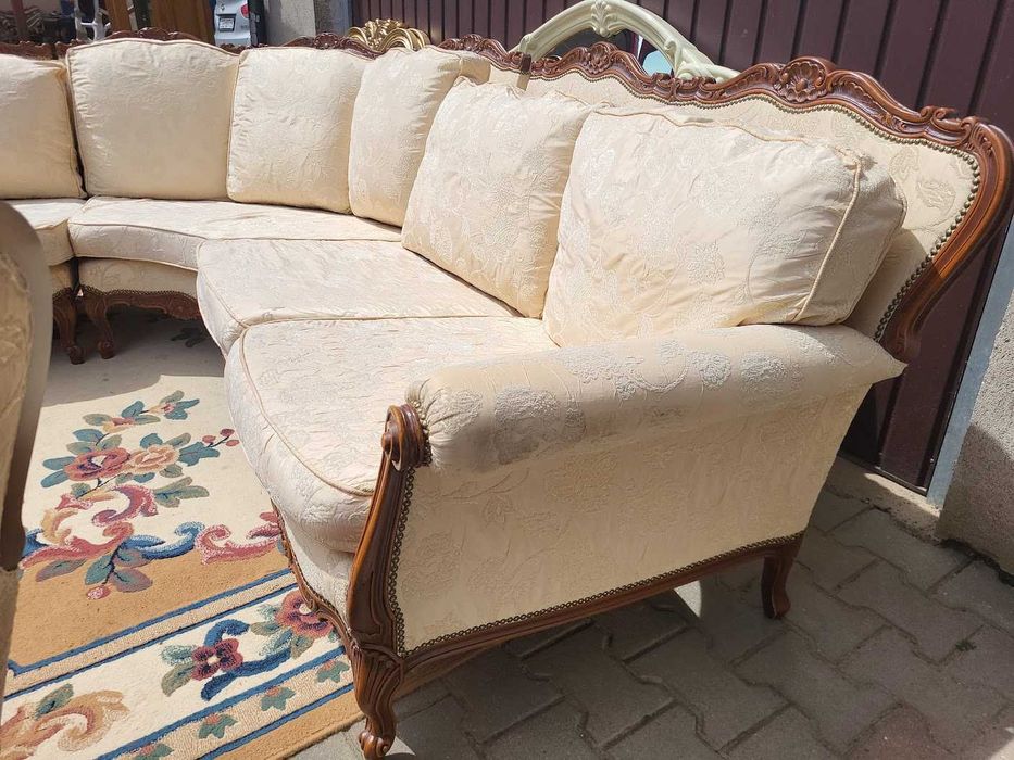 Piękny komplet wypoczynkowy narożnik fotel ludwik chippendale