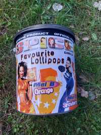 Aluminiowe vintage wiadro po kultowych chupa chups seria Spice girls