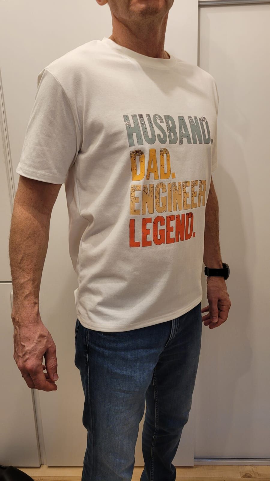 T-shirt z nadrukiem Husband Dad Engineer Legend