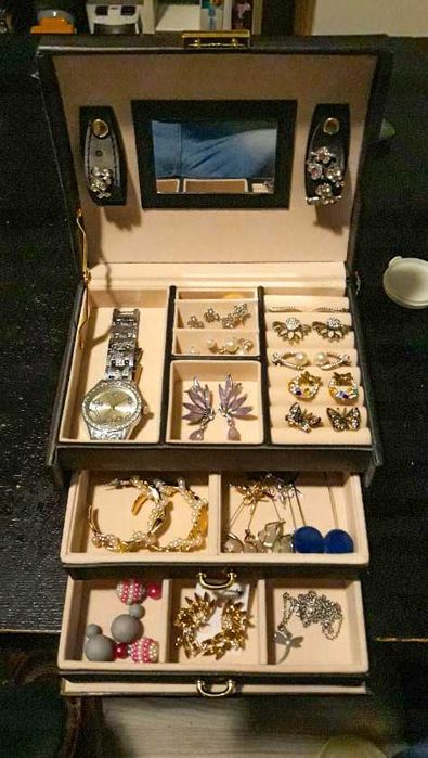 KUFEREK NA BIŻUTERIĘ szkatułka z lusterkiem super prezent