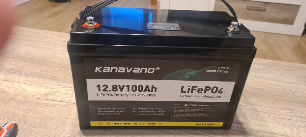 LiFePo4 12,8в 100а акумулятор Kanavano, водонепроникний