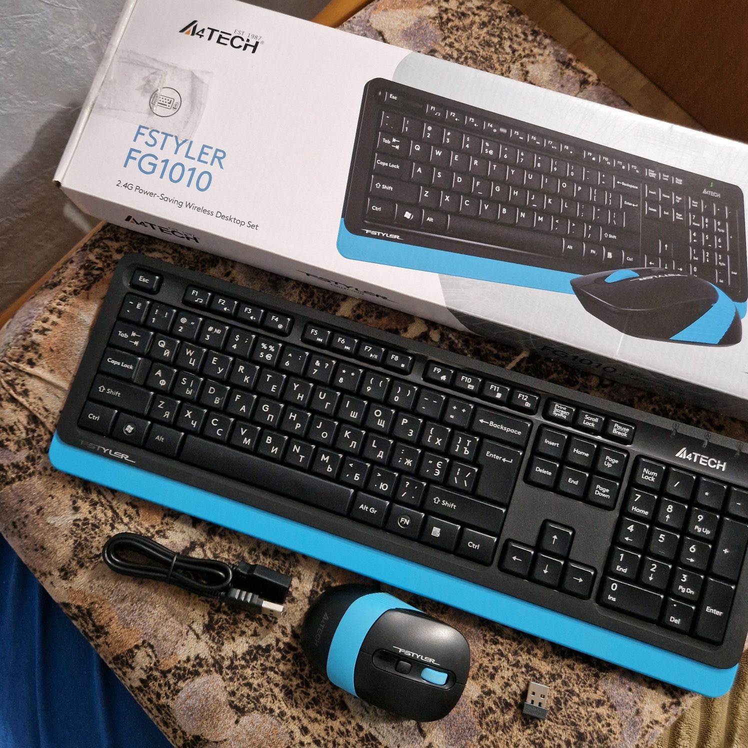 Клавиатура+мышь беспроводная A4tech FG1010 (Blue)