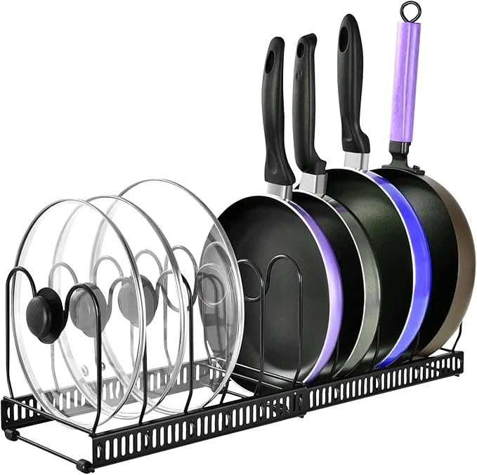 Uchwyt na pokrywkI, organizer na patelnie z regulowanymi ściankami