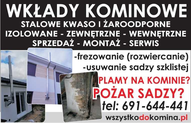 Kominy - wkłady kominowe, frezowanie, rozwiercanie, uszczelnianie