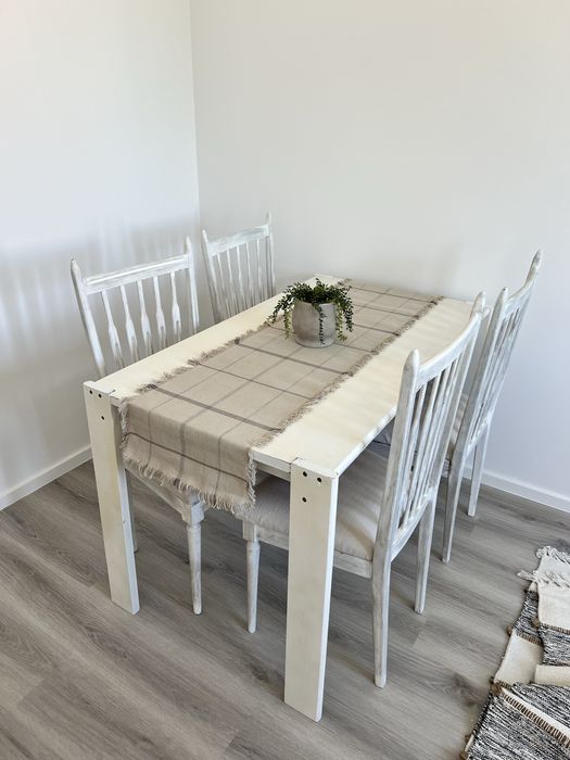 Mesa de refeições branca 4 lugares