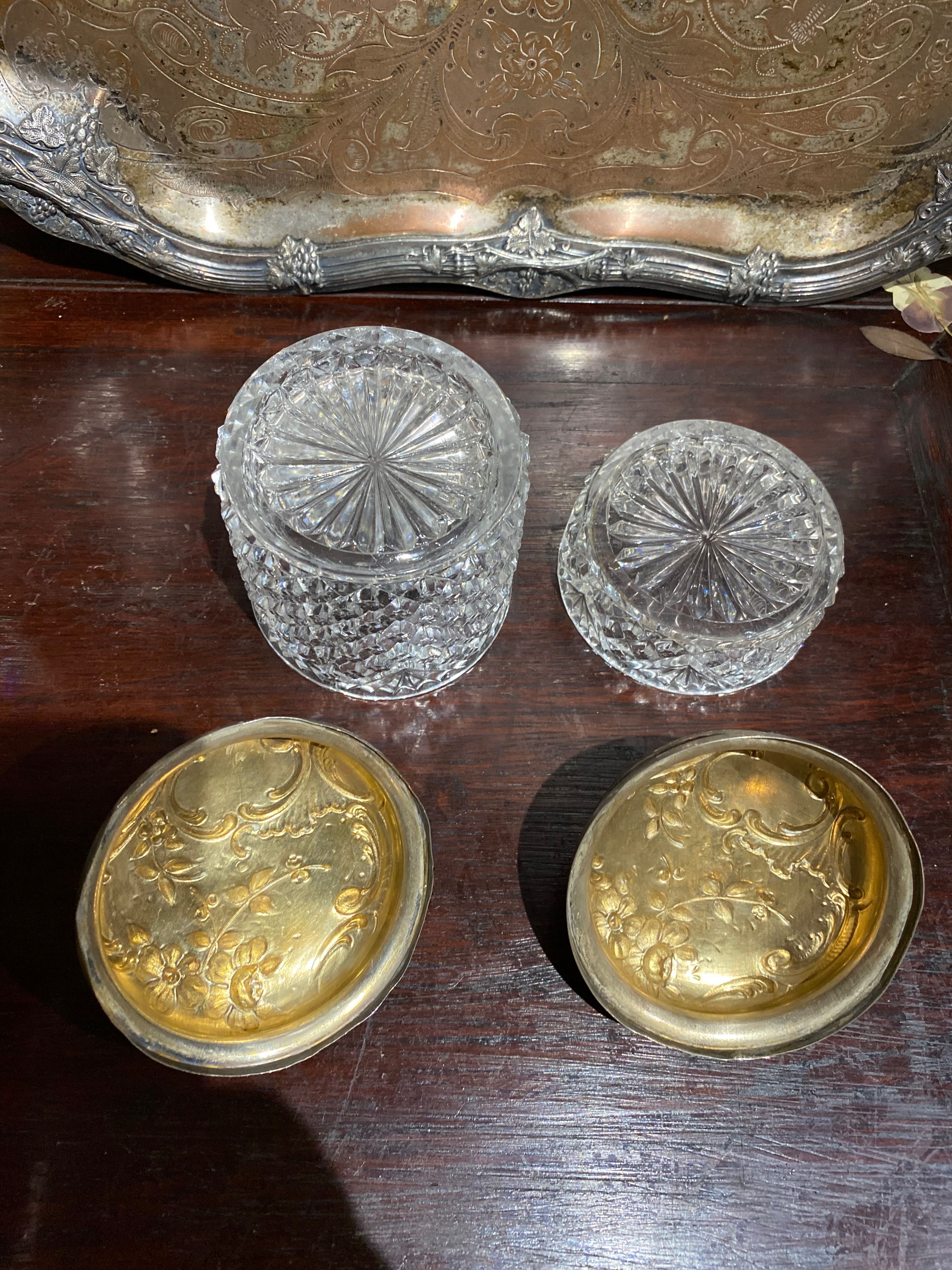 Caixas de Cristal Val saint Lambert Tampas prata Javali 11 cm