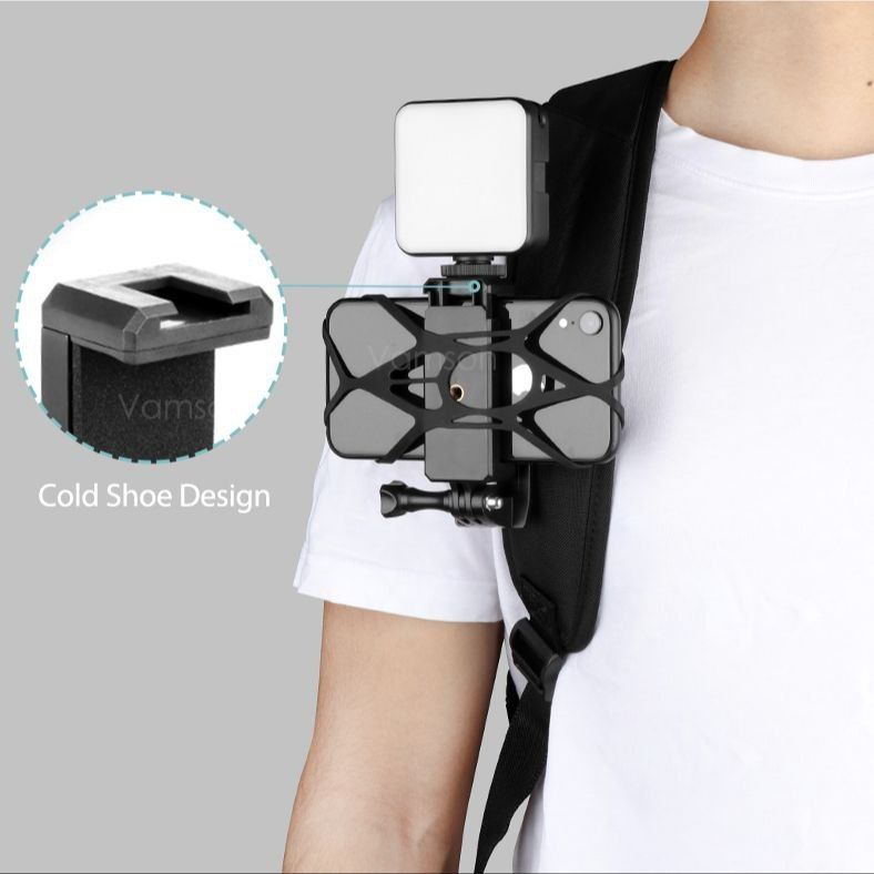 Крепление для экшн камер и смартфона Клипса на рюкзак для GoPro, Sony