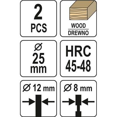 Flekownik sękownik do drewna 25mm 2szt Yato