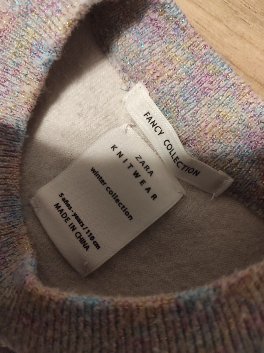Sweter ZARA z błyszczącą nitką 110 szafy różowy