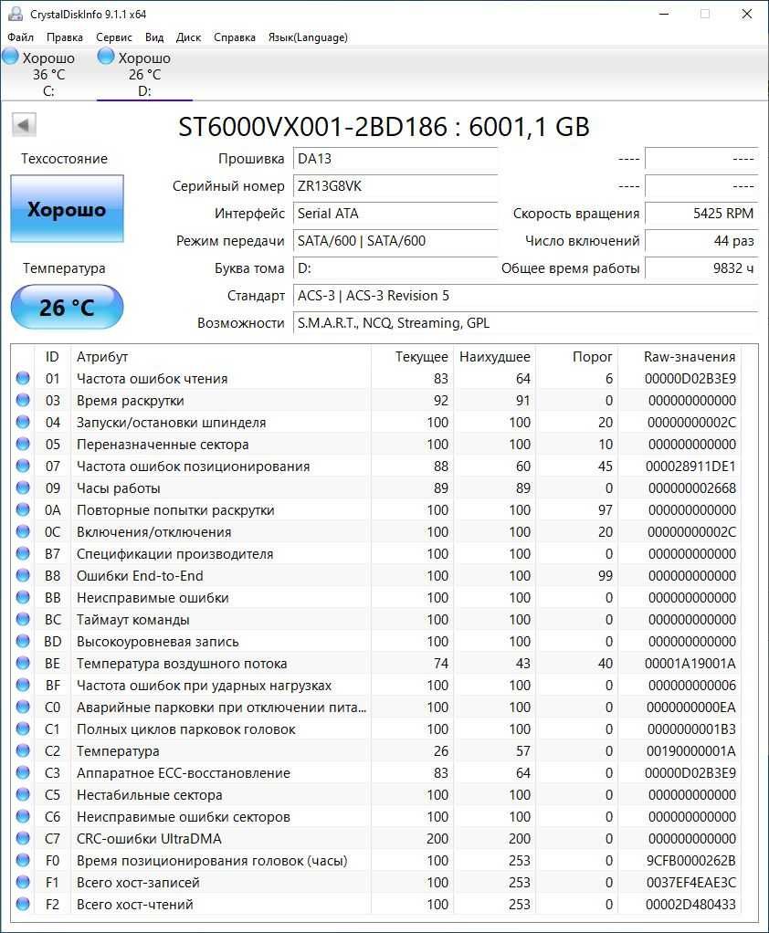 Жорсткий диск 6TB HDD Seagate SkyHawk ST6000VX001