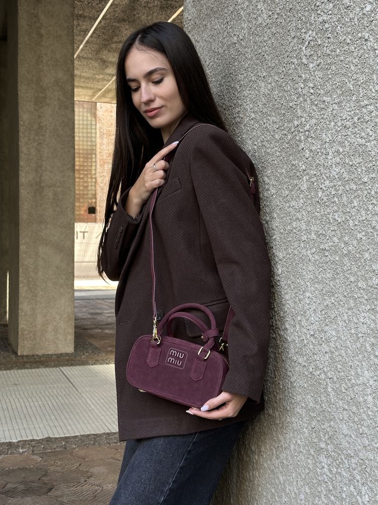 Torebka Miu Miu Arcadie Suede Burgundy