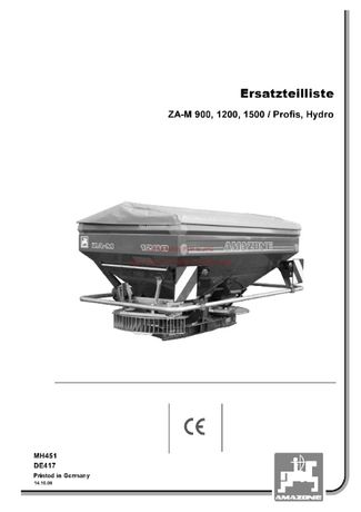 Katalog części Rozsiewacza nawozów Amazone ZA-M 900, 1200, 1500