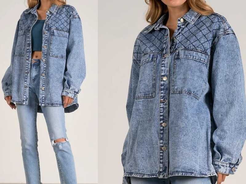 Ciminy Paris katana - koszula dżinsowa z przeszyciami  oversize M-L