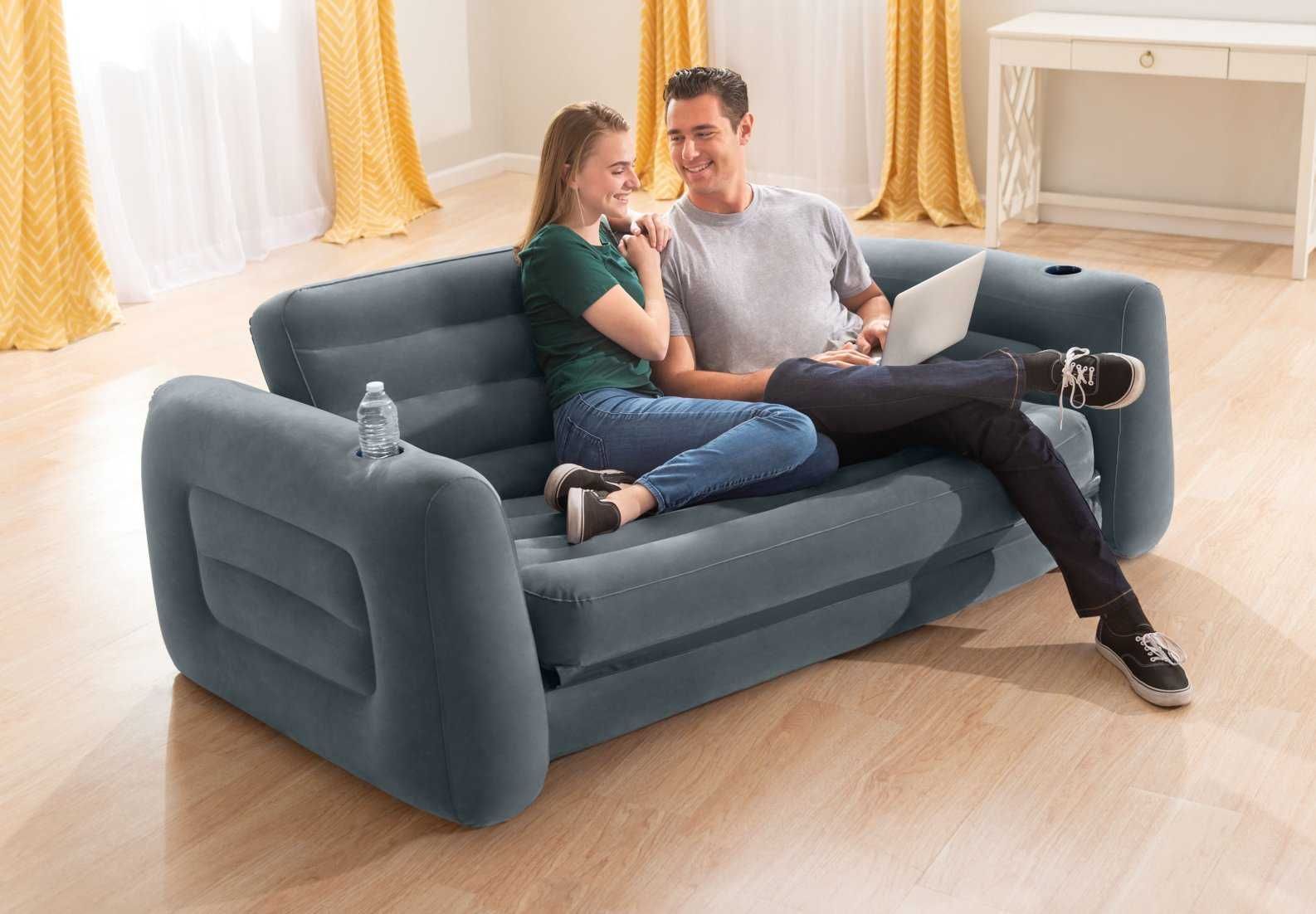 Dmuchany materac sofa dwuosobowa INTEX 66552 spanie i siedzenie 2w1