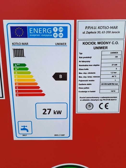 Piec na Węgiel Drewno Kocioł 27kw do 240m2 Duży zasyp Dostawa GRATIS