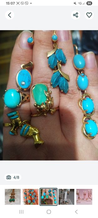 Золотые серьги бирюза 583 проба,585