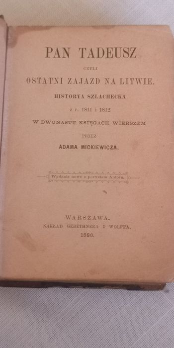 " Pan Tadeusz" 1886r. Miniatura. Adam Mickiewicz.