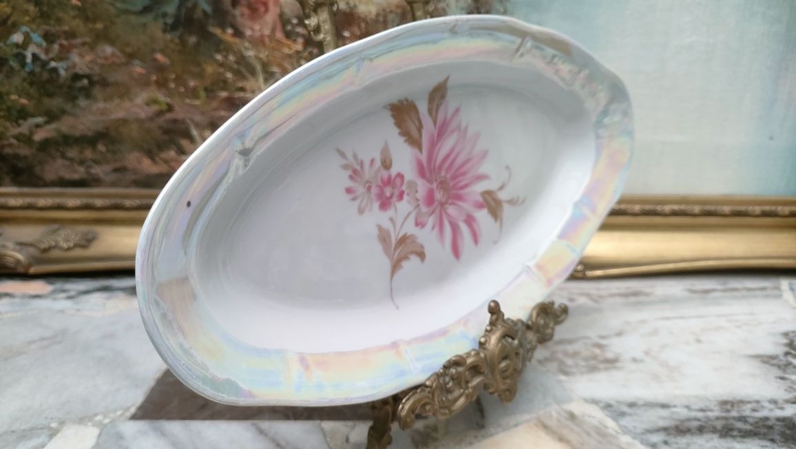 ŁOMONOSOW stara porcelanowa tacka kwiaty Rosja porcelana