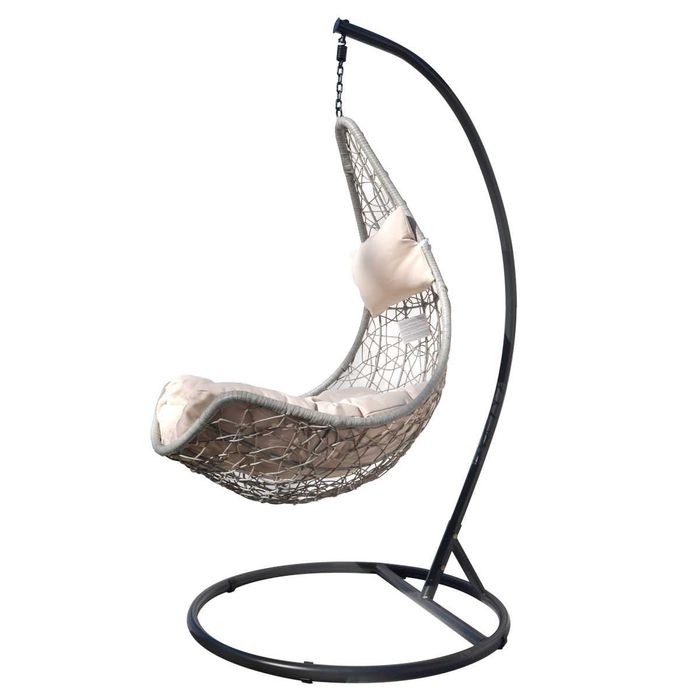 Fotel wiszący jednoosobowy CORSO z poduszką szarą lub beżową