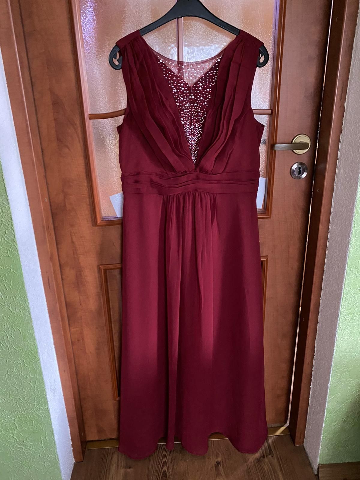 Bordowa suknia 42 XL balowa długa sukienka maxi Bonprix na wesele 40 L