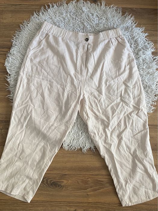 Beżowe spodnie lniane XL/XXL 42/44