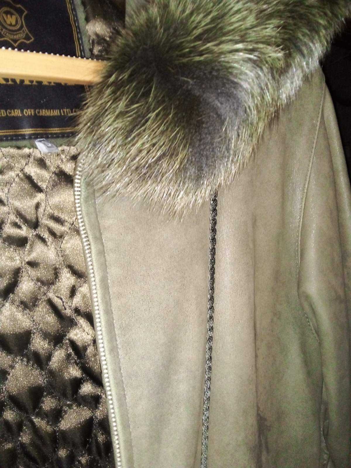 Кожаное полупальто-куртка с отстегивающимся  мехом из песца