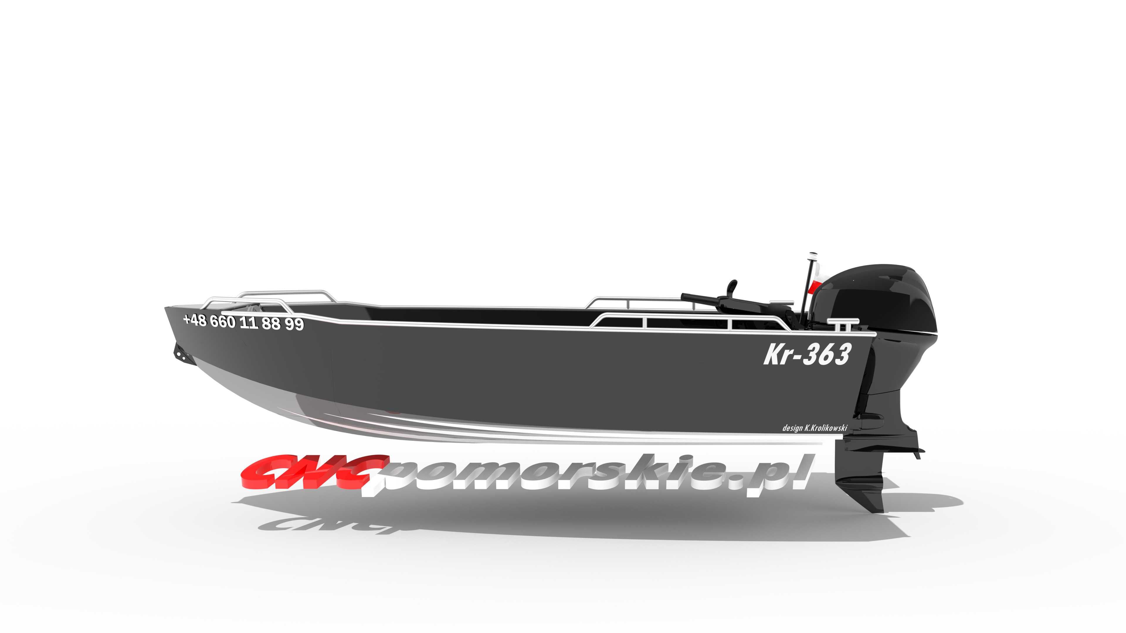 Kr-363 łódź aluminiowa wędkarska wykroje łodzi NOWY MODEL CNCpomorskie