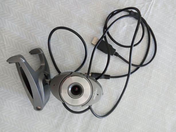 Webcam portátil e microfone com auscultadores