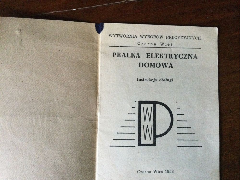 Instrukcja obsługi pralki wirnikowej 1958r .PRL