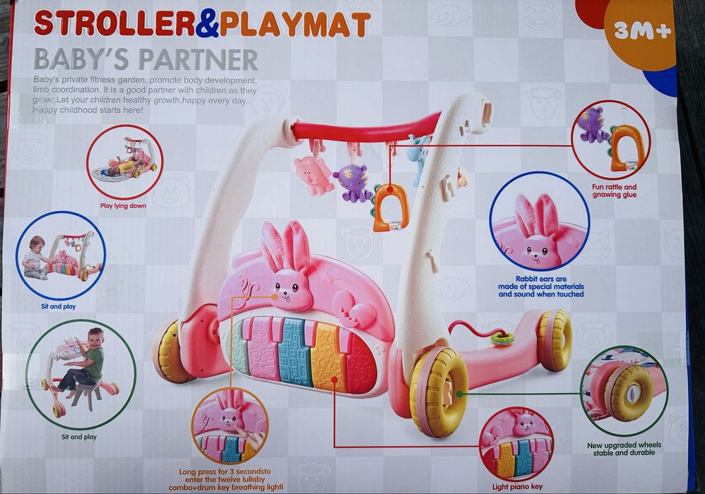 Каталка ходунки, ігровий центр Перші кроки 6660 3 в 1 з килимком