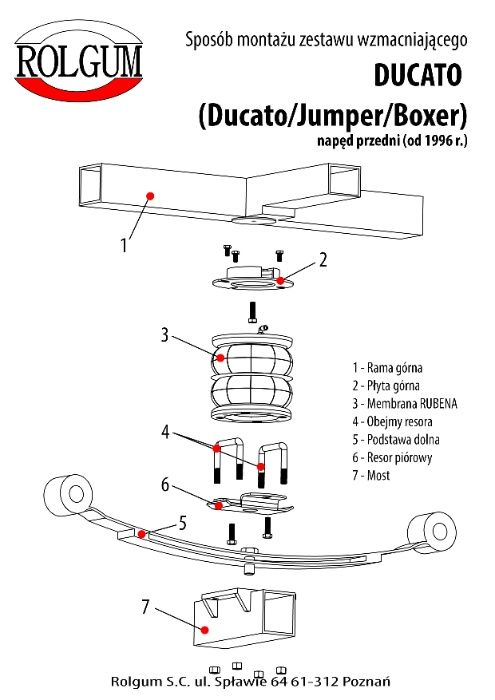 Poduszki pneumatyczne Fiat Ducato Citroen Jumper Peugeot Boxer DJB R-1