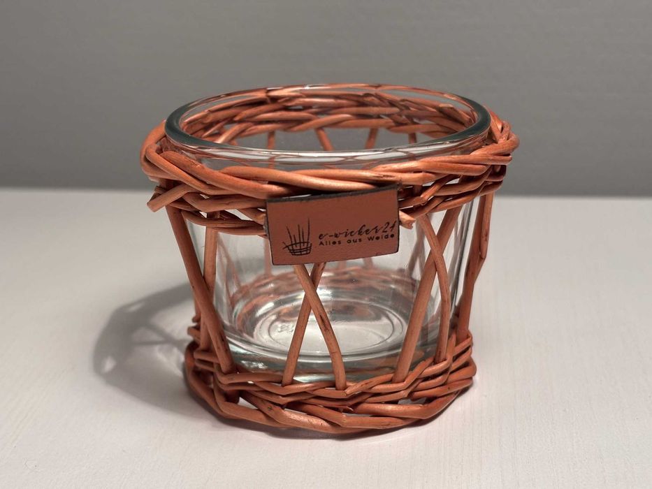 NOWA Osłonka na świeczkę/tealight w wiklinowej osłonce