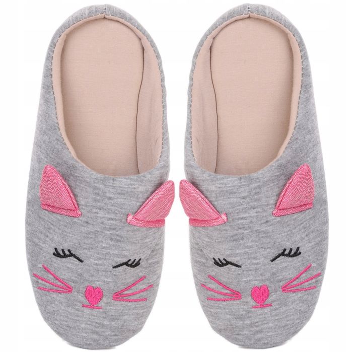 Kapcie Bambosze Damskie Milusie Ciepłe Kotki Wsuwane MORAJ 36-37