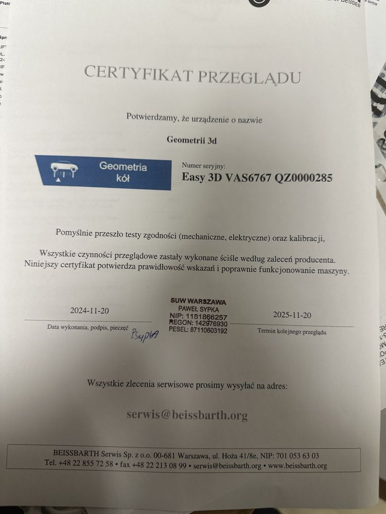 Urządzenie do geometrii kół 3D Beissbarth VAS 6767