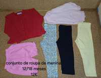 Conjunto/lote de roupa de menina, bebé. 
Tamanho = 12/18 meses.