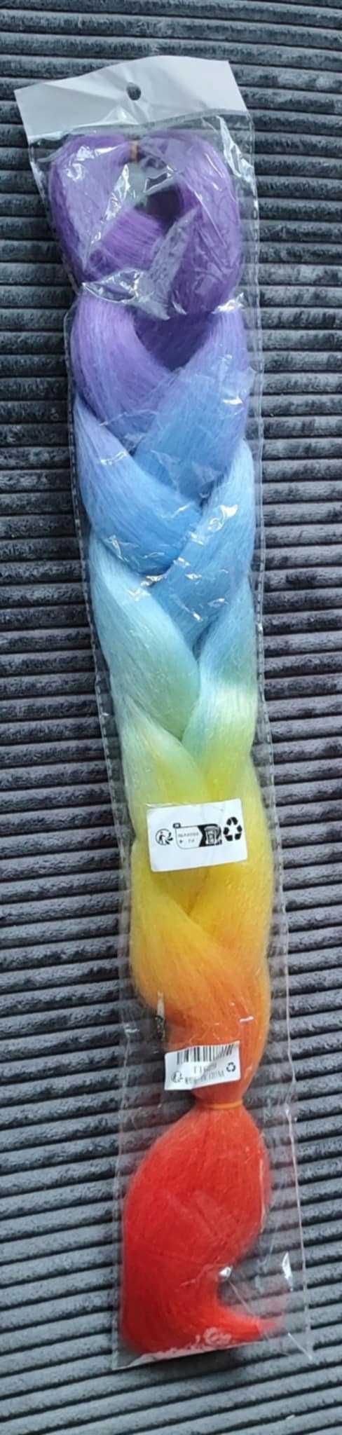 Jumbo  Syntetyczny 60cm tęczowy kolorowy Warkocz Szydełkowy
