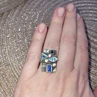 Винтажное кольцо с топазами и сапфирами(свадебное)