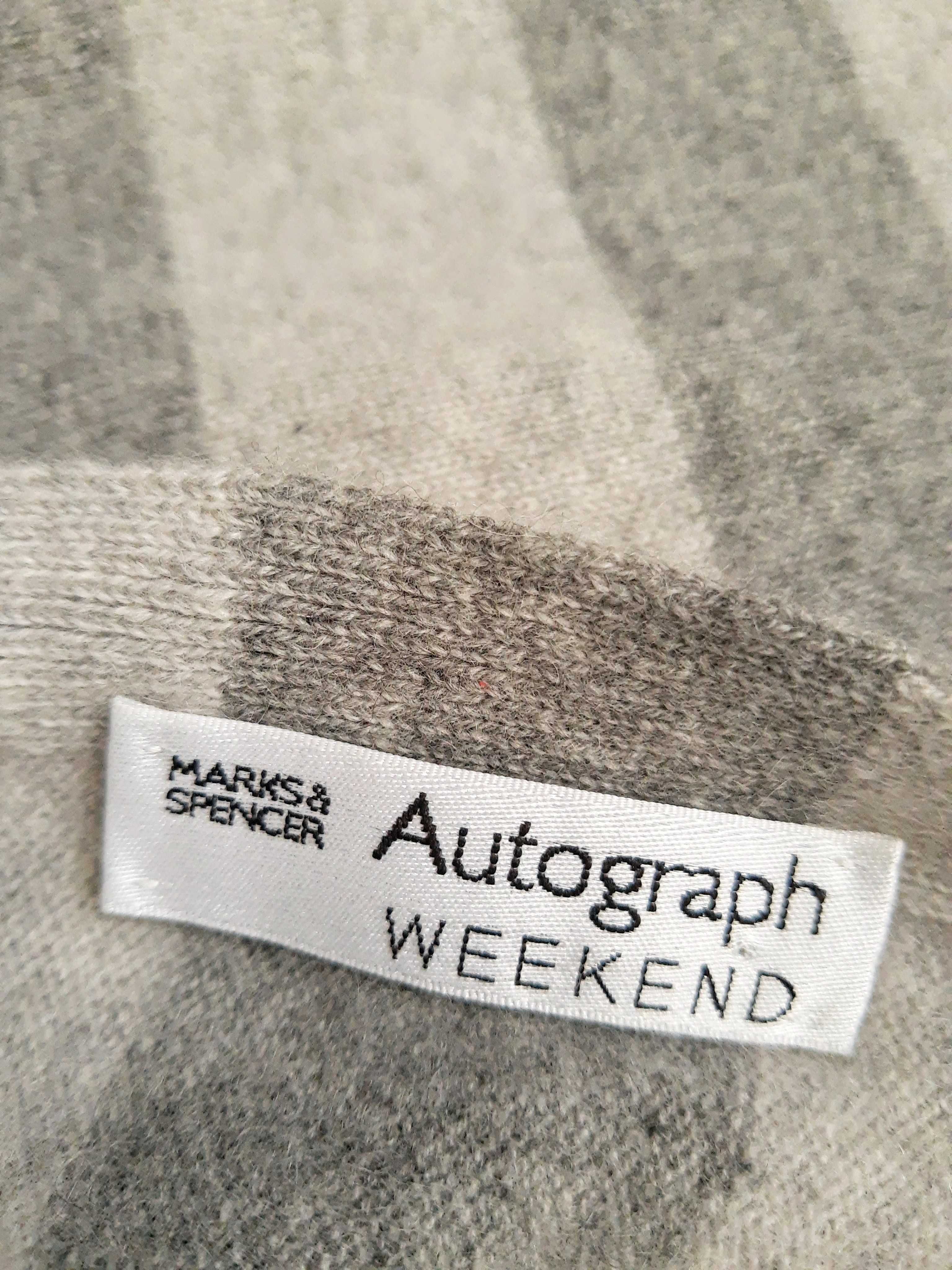 Kaszmirowy sweterek narzutka kardigan 100%kaszmir cashmere szary paski