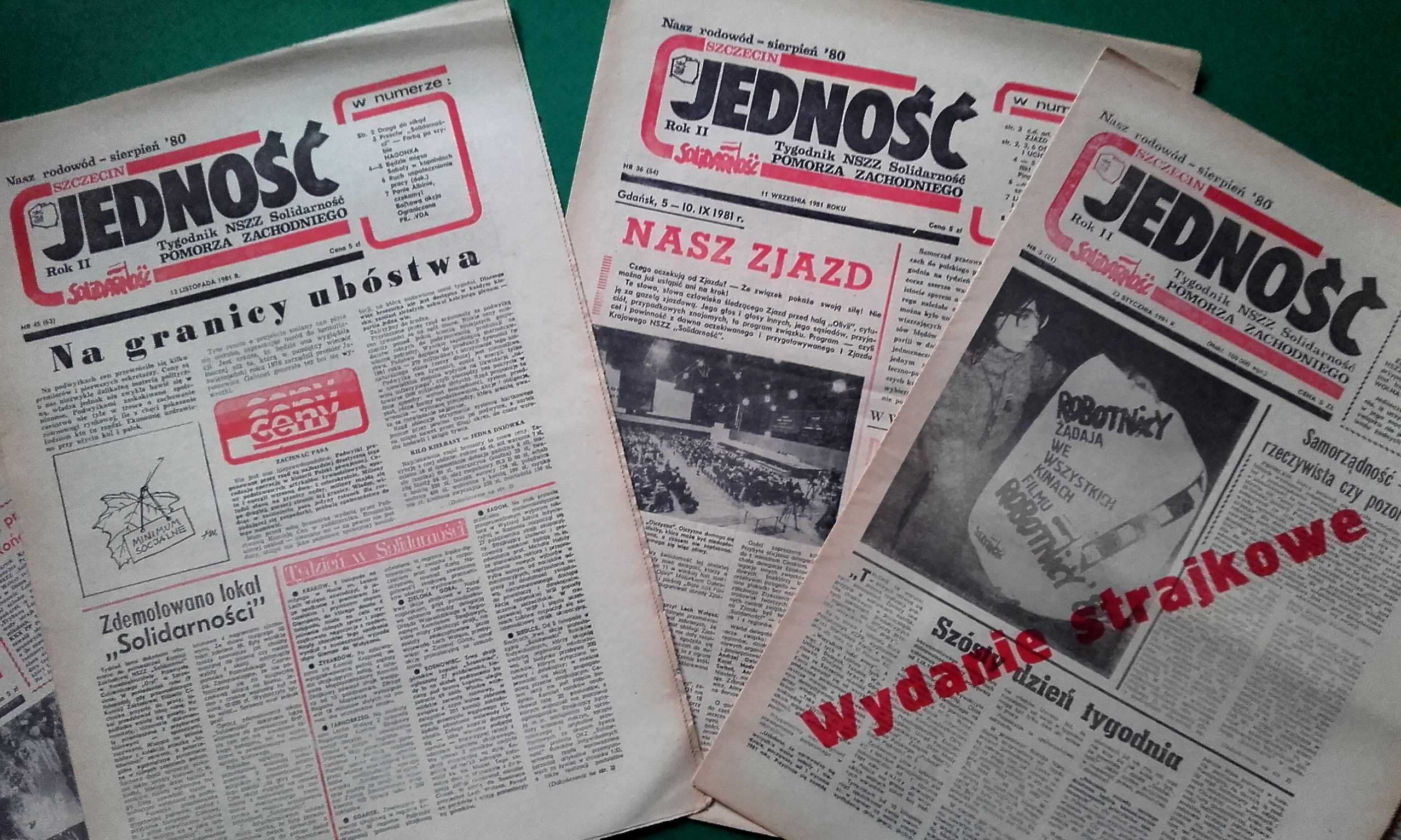 Tygodnik JEDNOŚĆ 1980, 1981, 1990 Solidarność SZCZECIN różne numery